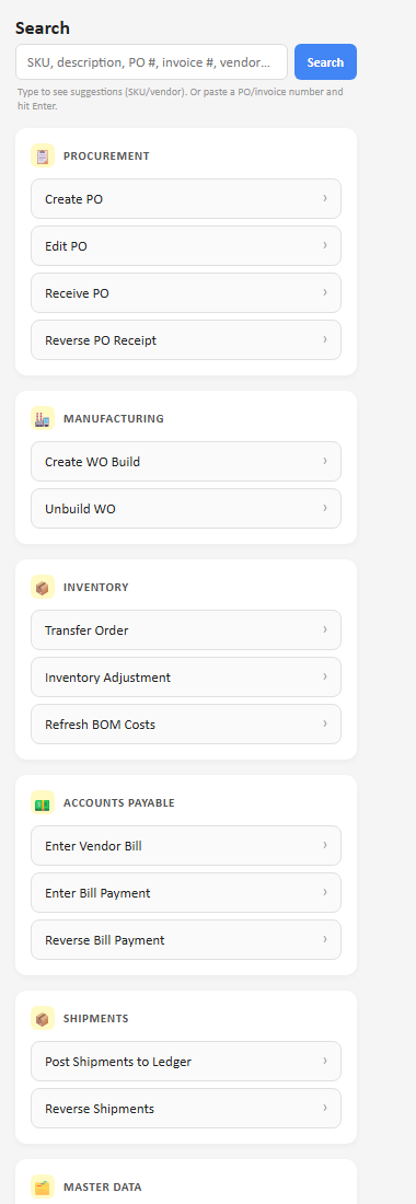 Sorbetto dashboard sidebar